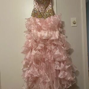 Elegant Pink Ruffled  Dress